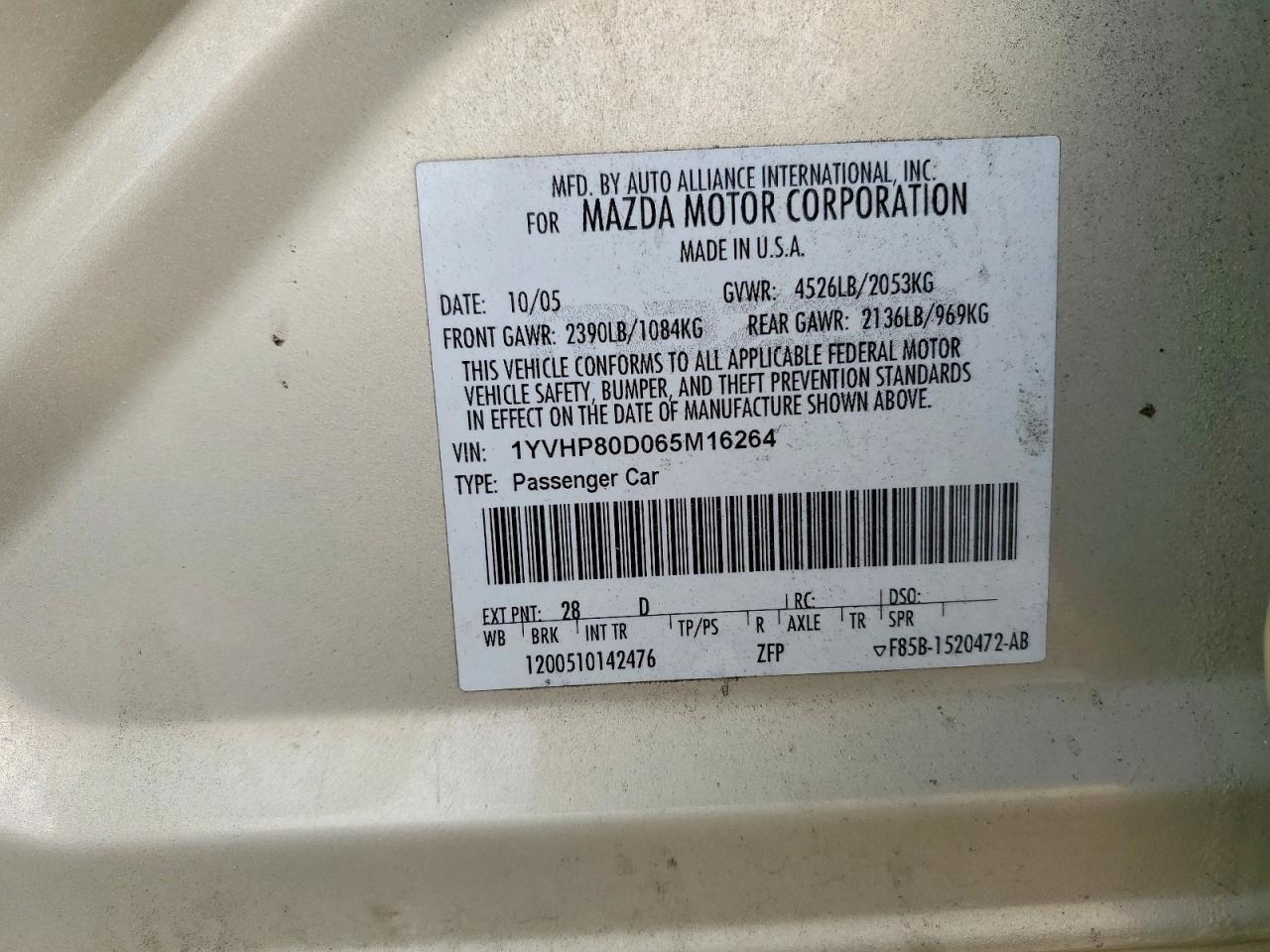 2006 Mazda 6 S