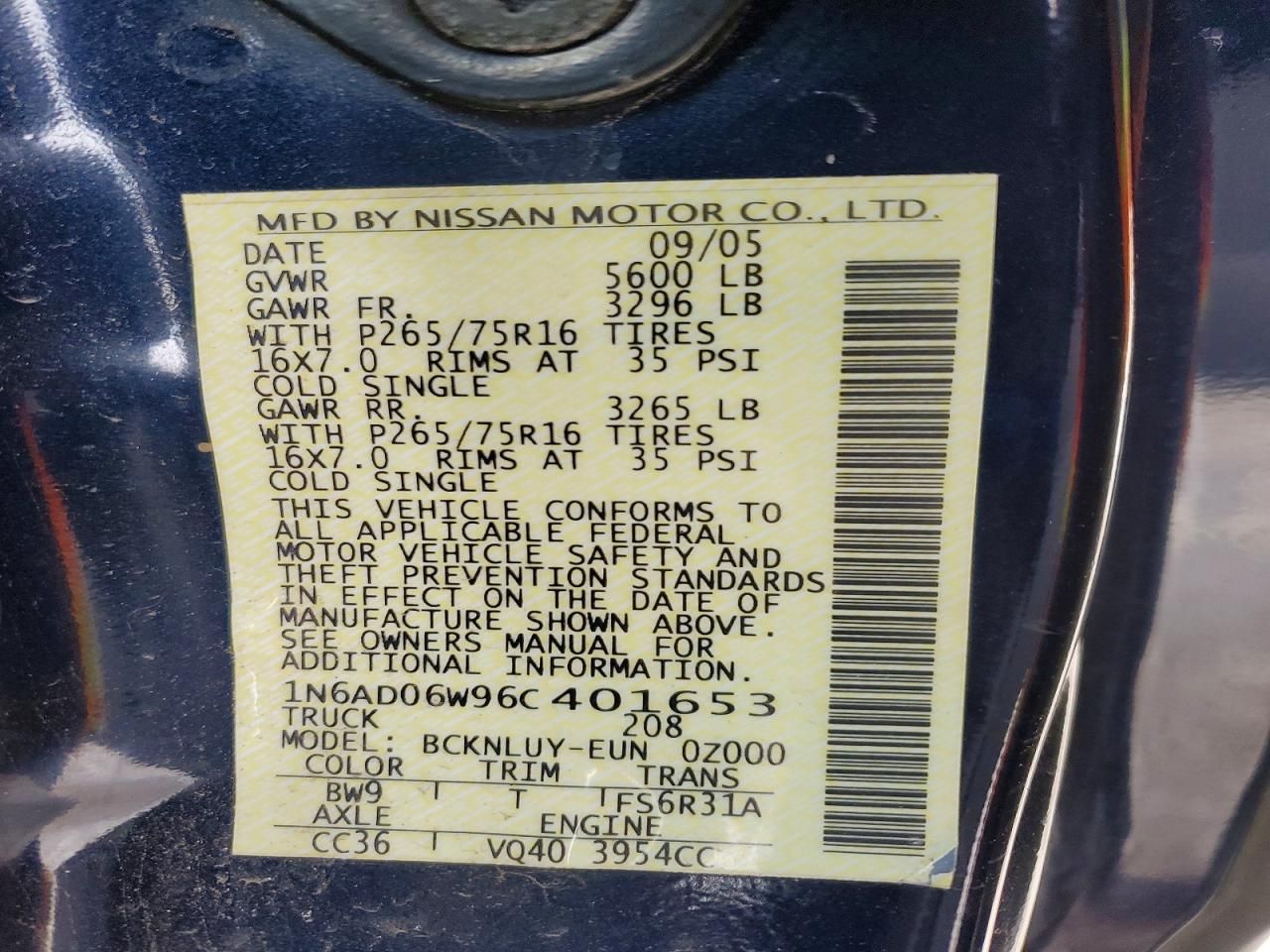 2006 Nissan Frontier King cab le