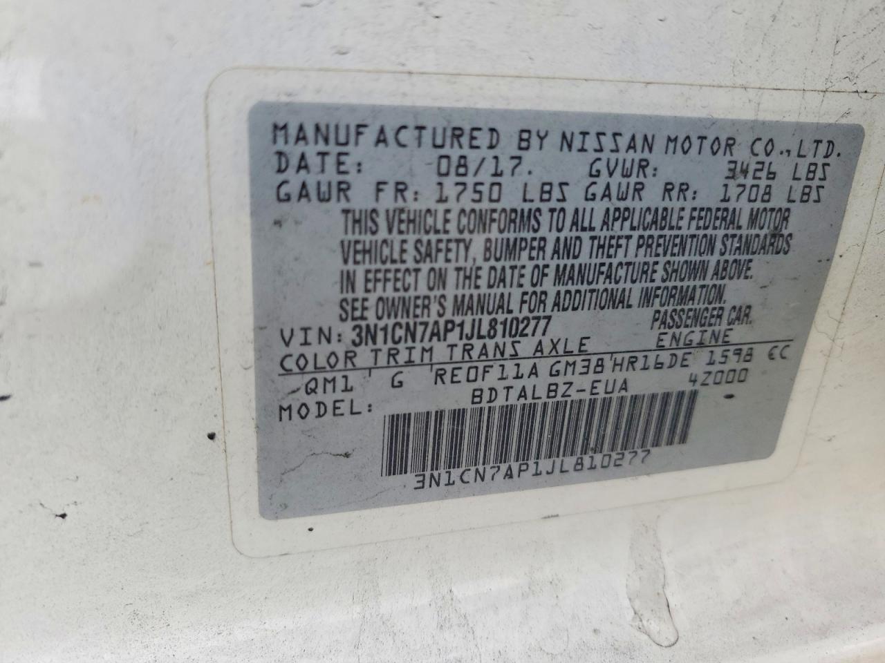 2018 Nissan Versa s