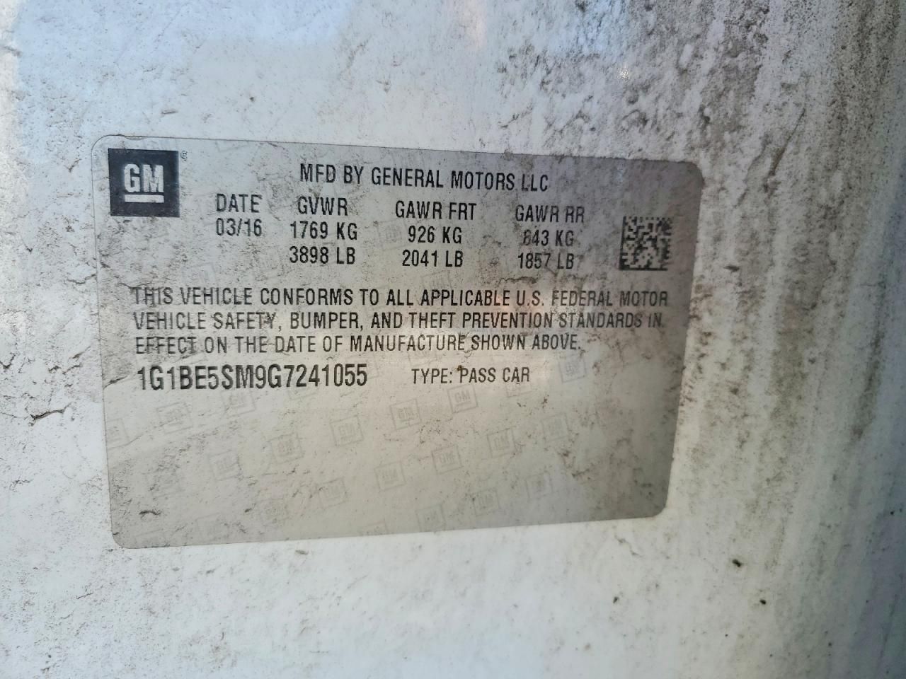 2016 Chevrolet Cruze lt