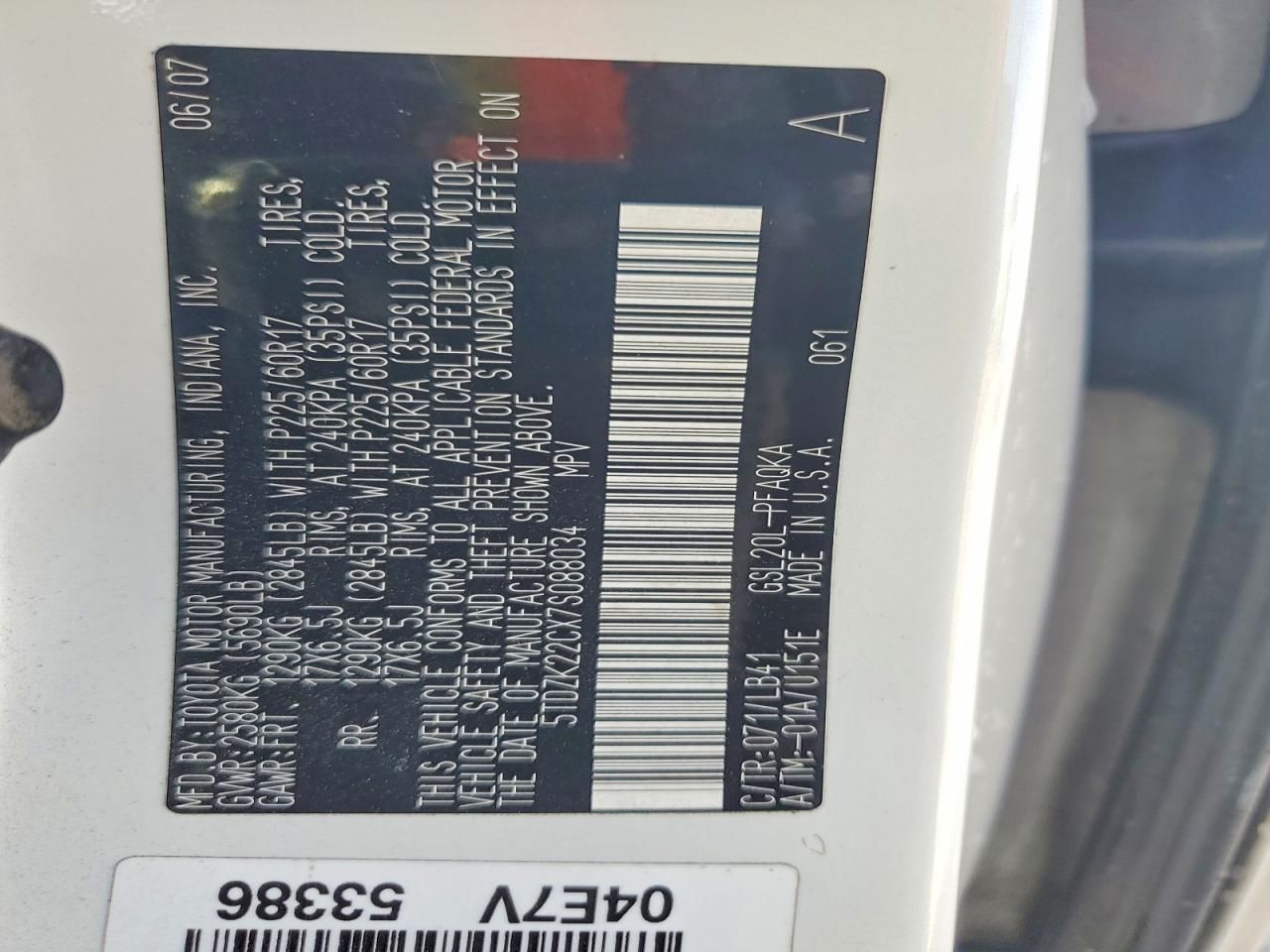 2007 Toyota Sienna xle