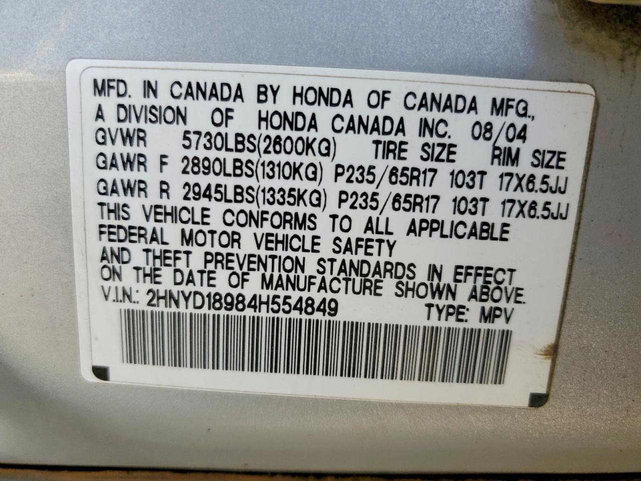 2004 Acura Mdx Touring