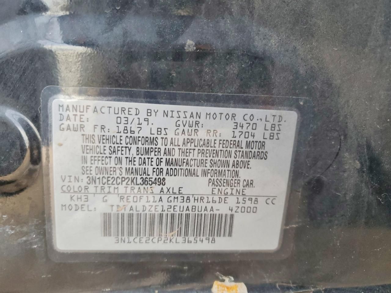 2019 Nissan Versa Note s