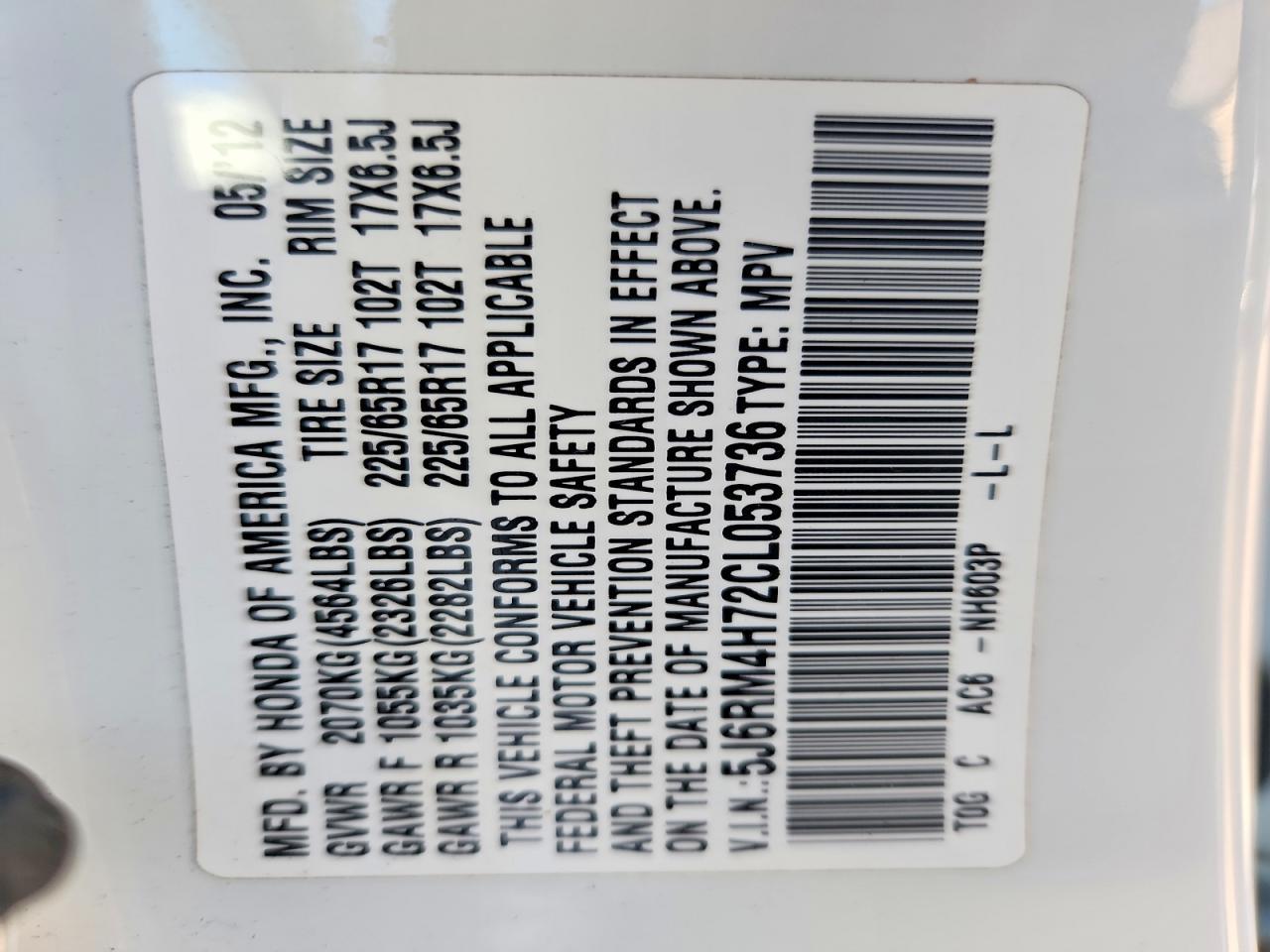 2012 Honda Cr-v exl