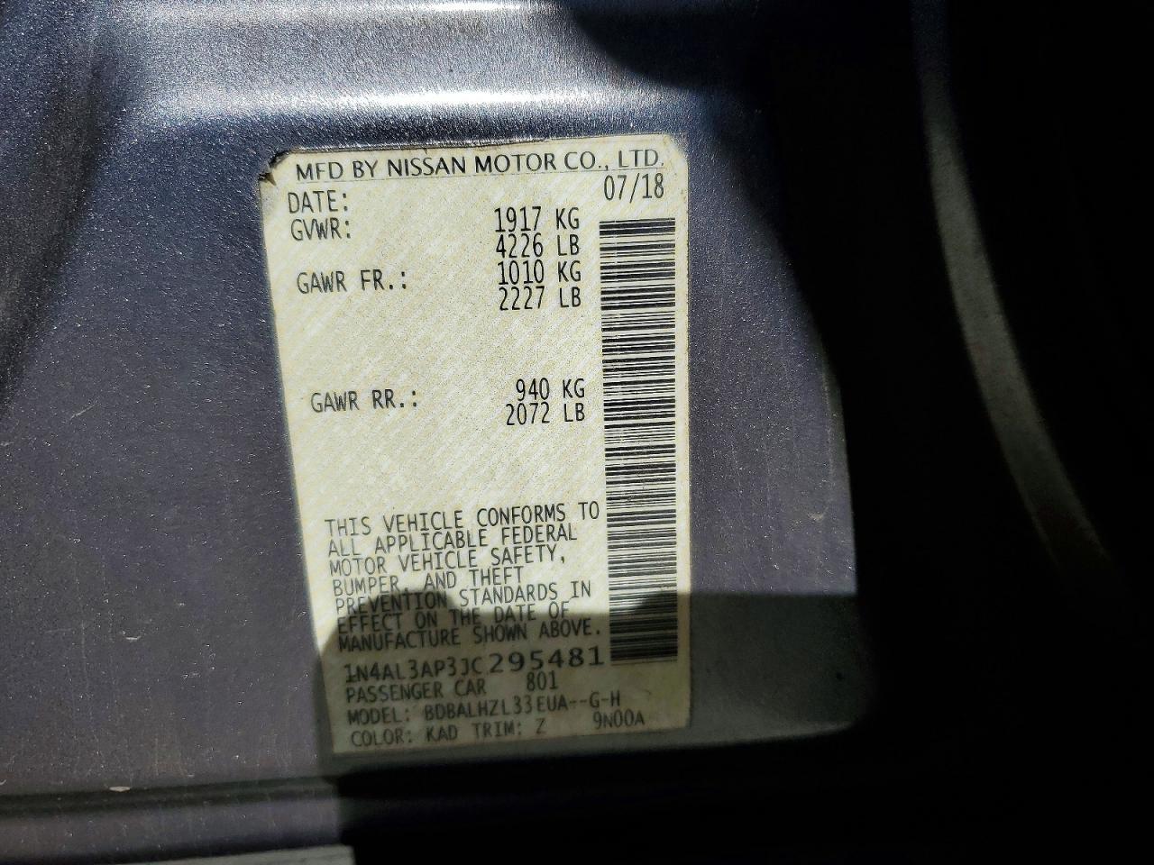 2018 Niss Altima 2.5