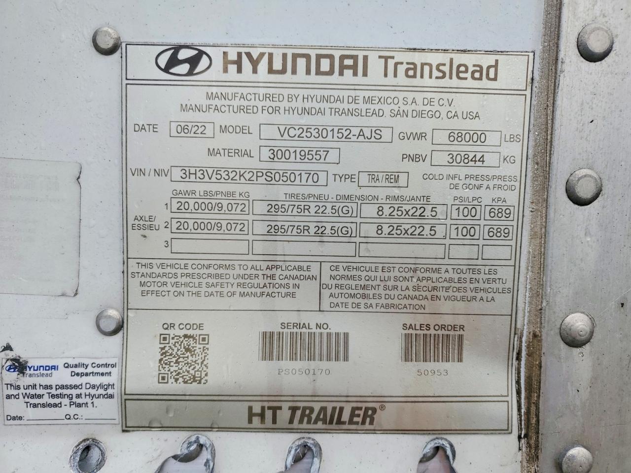 2023 Hyundai Translead DRY Van Trailer