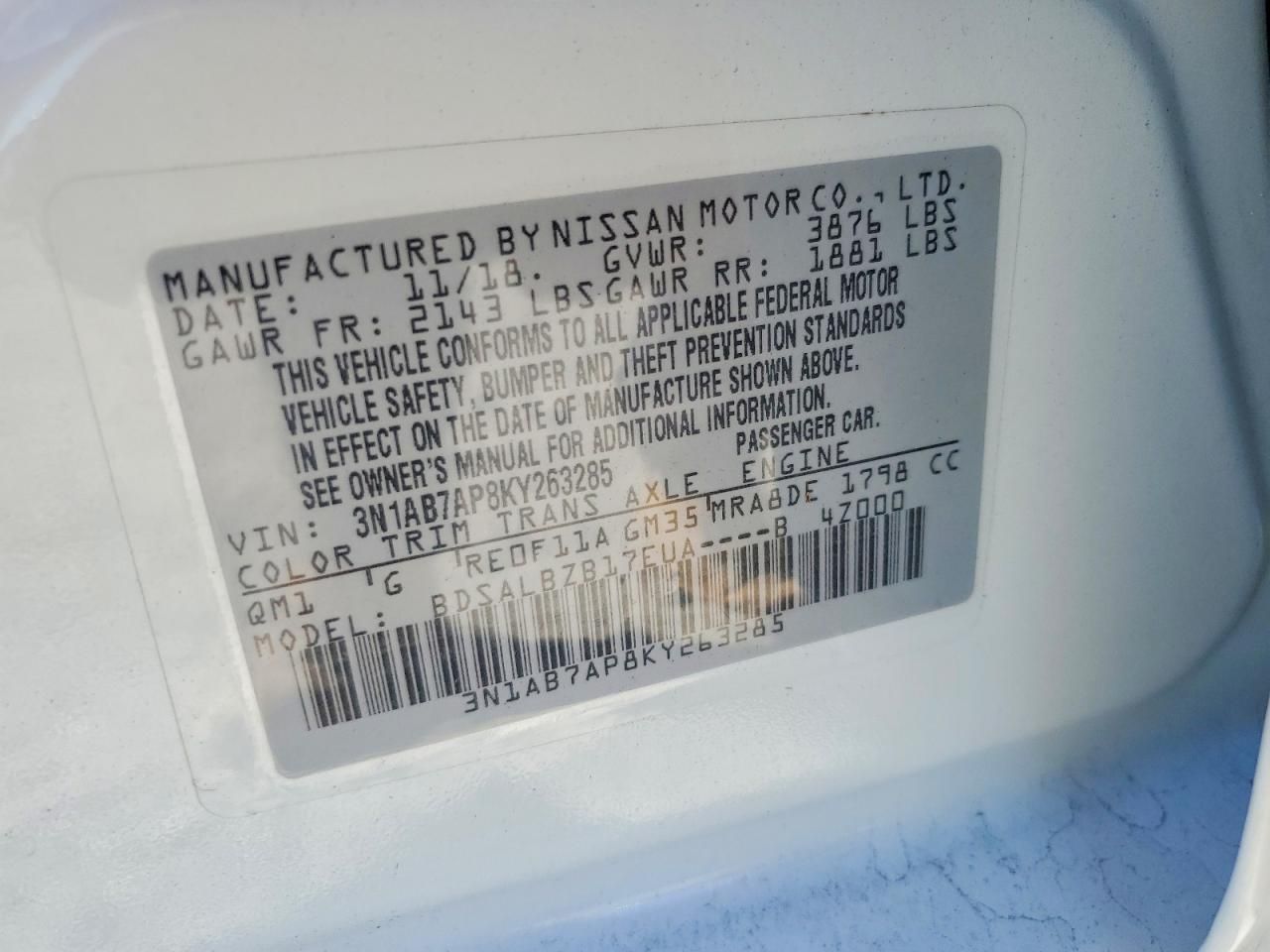 2019 Nissan Sentra s