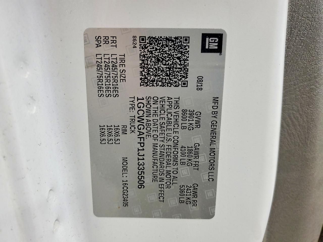 2018 Chevrolet Express G2500 Utility / Service Van