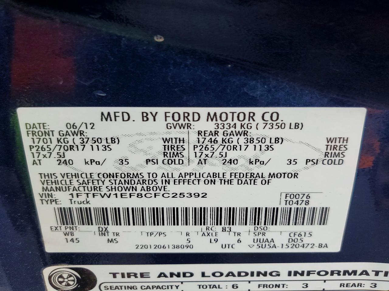 2012 Ford F150 Supercrew