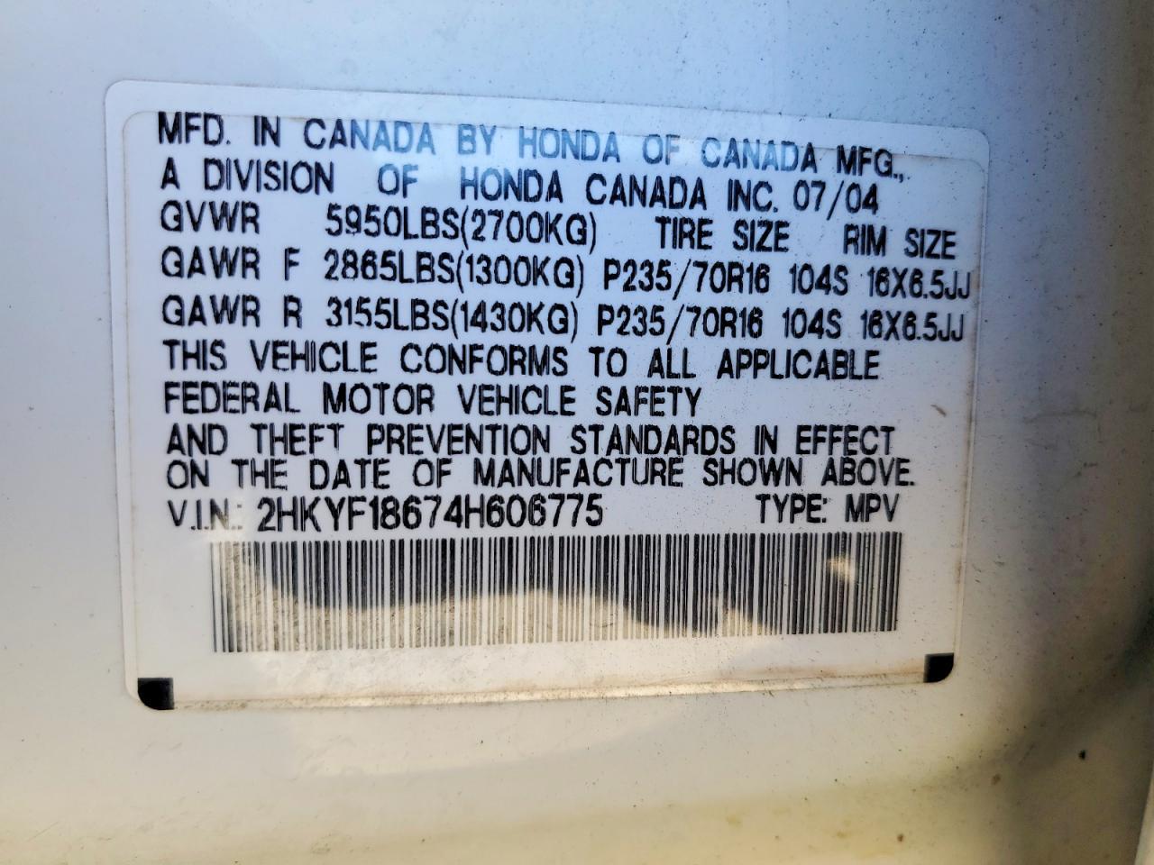 2004 Honda Pilot exl