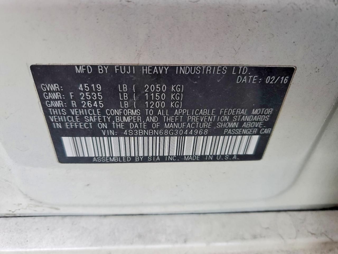 2016 Subaru Legacy 2.5i Limited