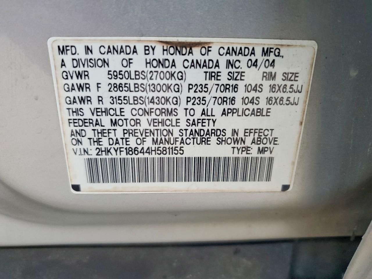 2004 Honda Pilot exl