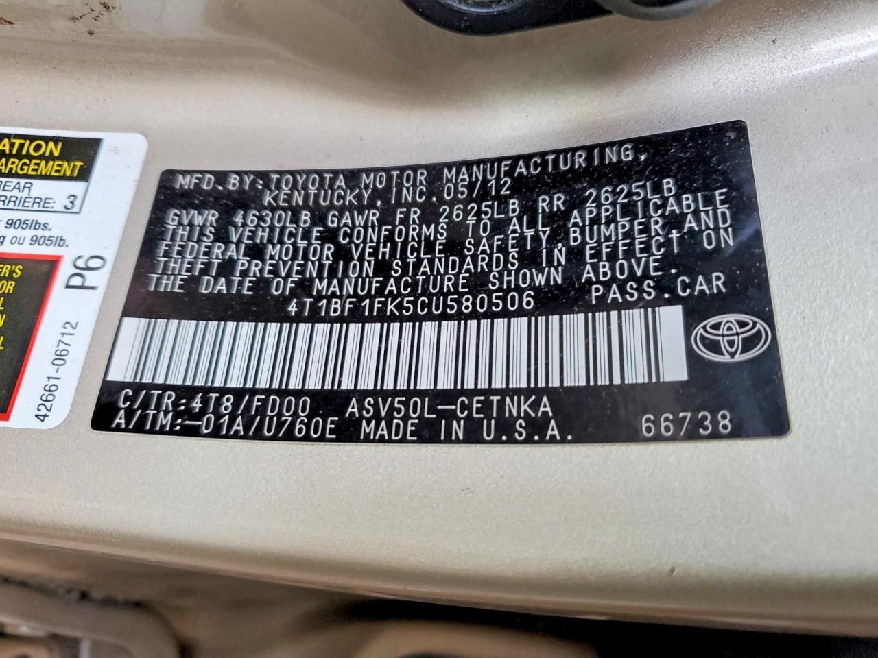 2012 Toyota Camry Base
