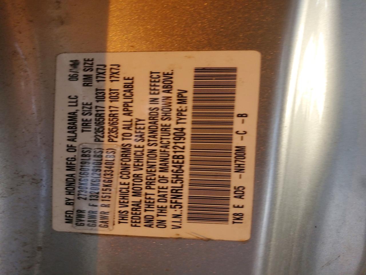 2014 Honda Odyssey exl