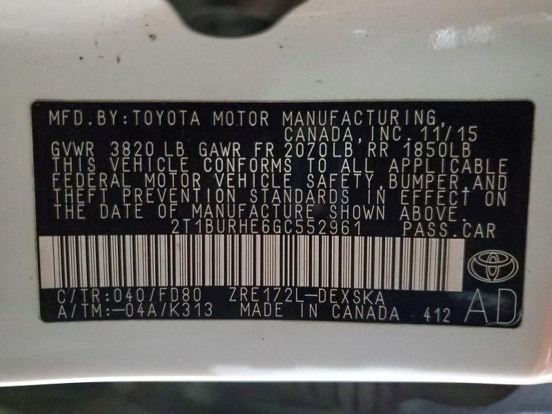 2016 Toyota Corolla l