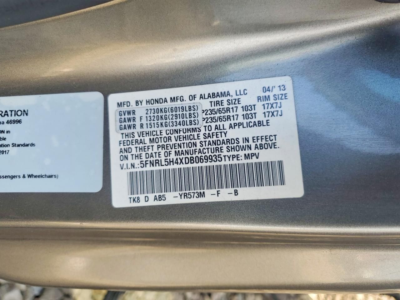 2013 Honda Odyssey ex