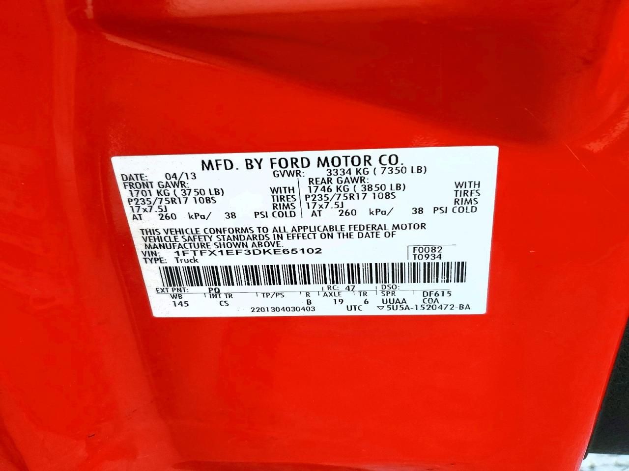 2013 Ford F150 Super cab