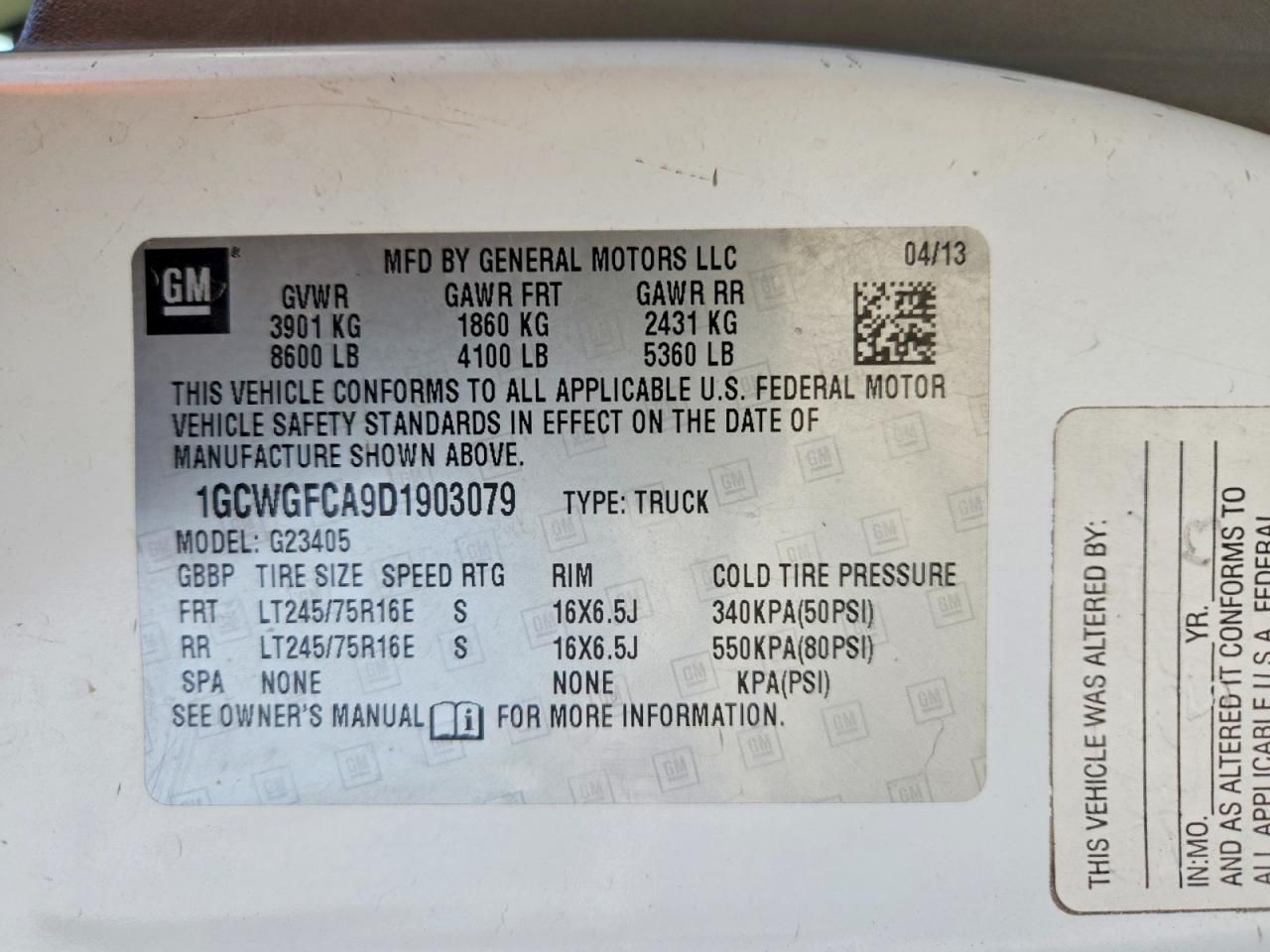 2013 Chevrolet Express 2500 Utility / Service Van