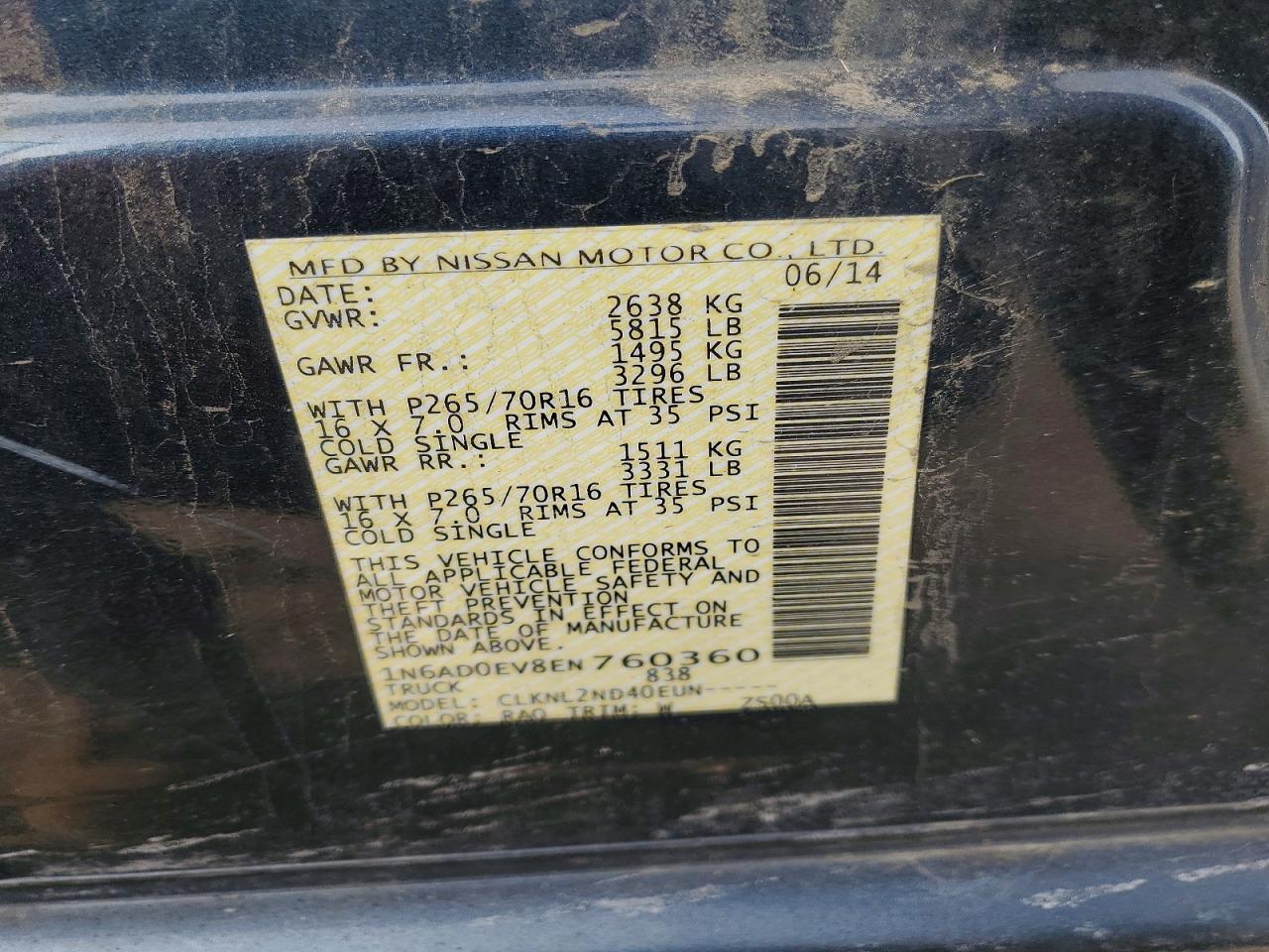 2014 Niss Frontier SV