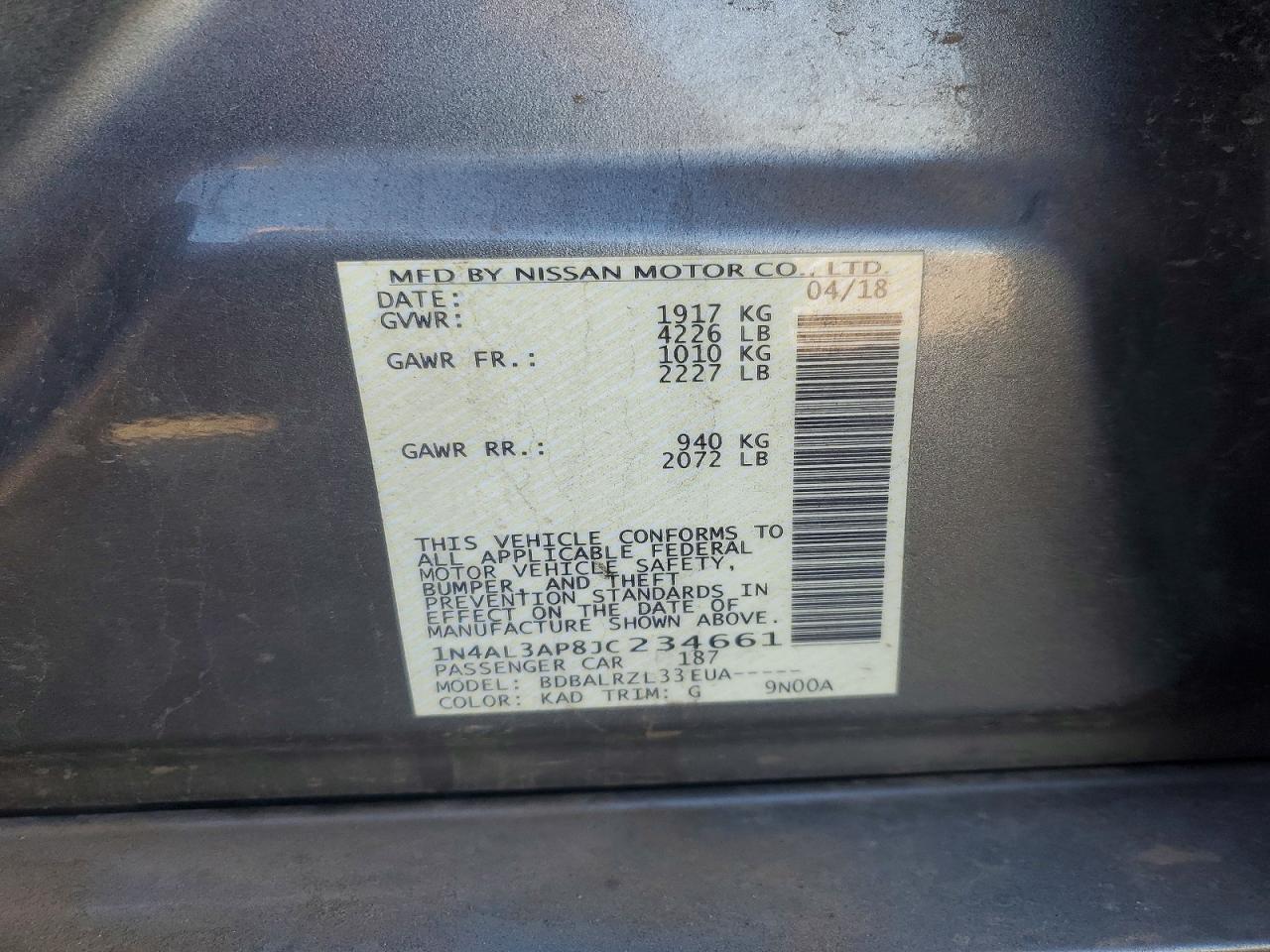 2018 Niss Altima 2.5