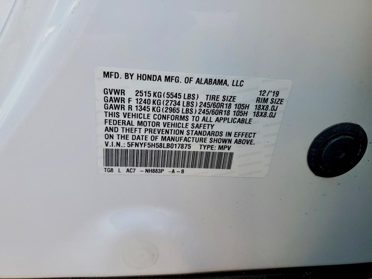 2020 Honda Pilot exl