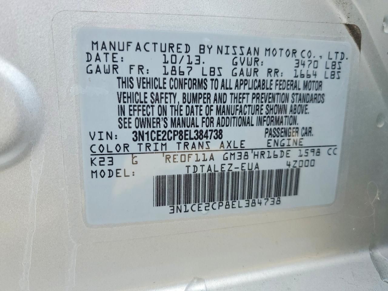 2014 Nissan Versa Note sv