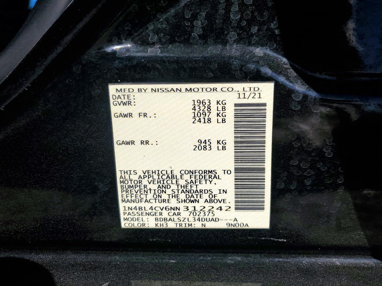 2022 Nissan Altima sr