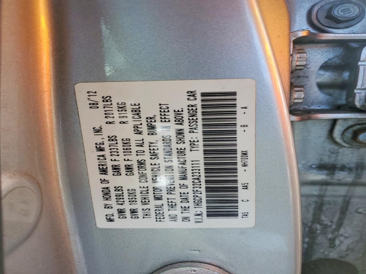 2012 Honda Accord lx