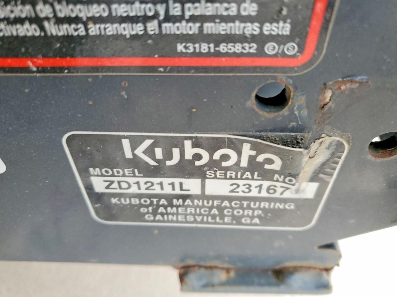 2018 Kubota Mower