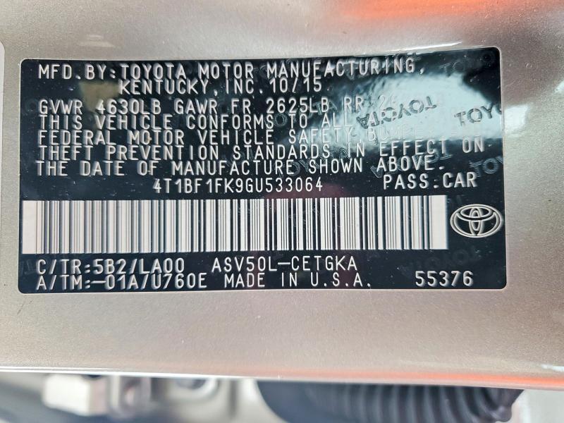 2016 Toyota Camry le