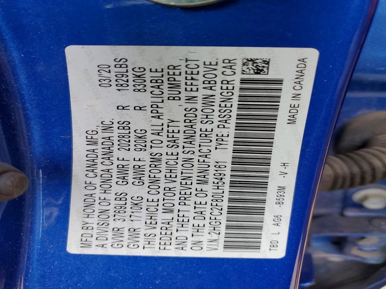 2020 Honda Civic Sport