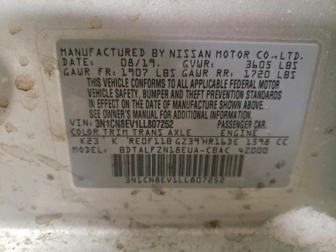 2020 Nissan Versa sv