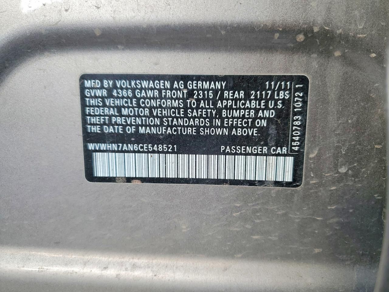 2012 Volkswagen Cc Luxury