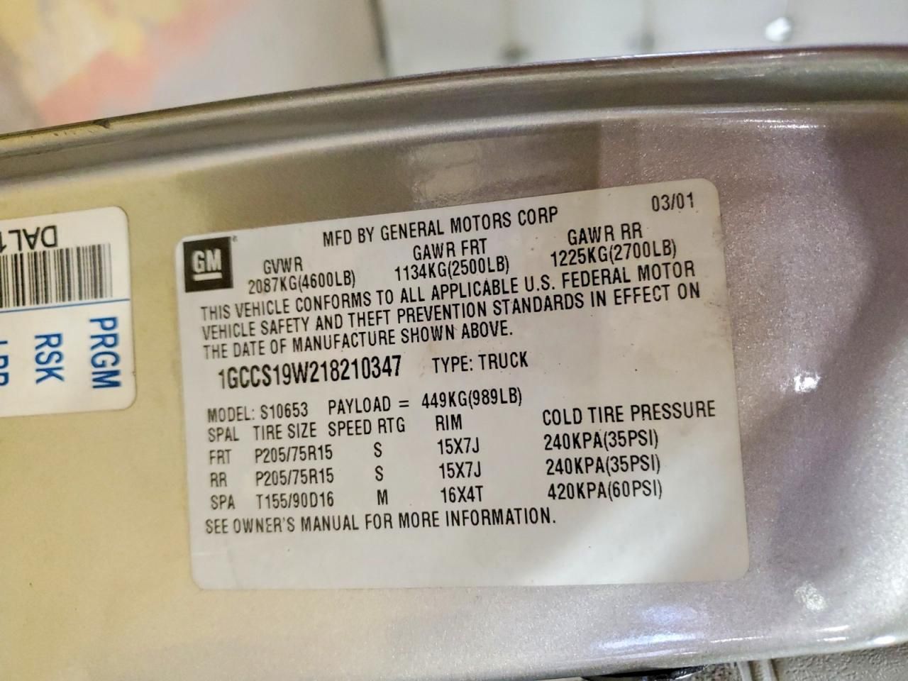 2001 Chevrolet S Truck S10