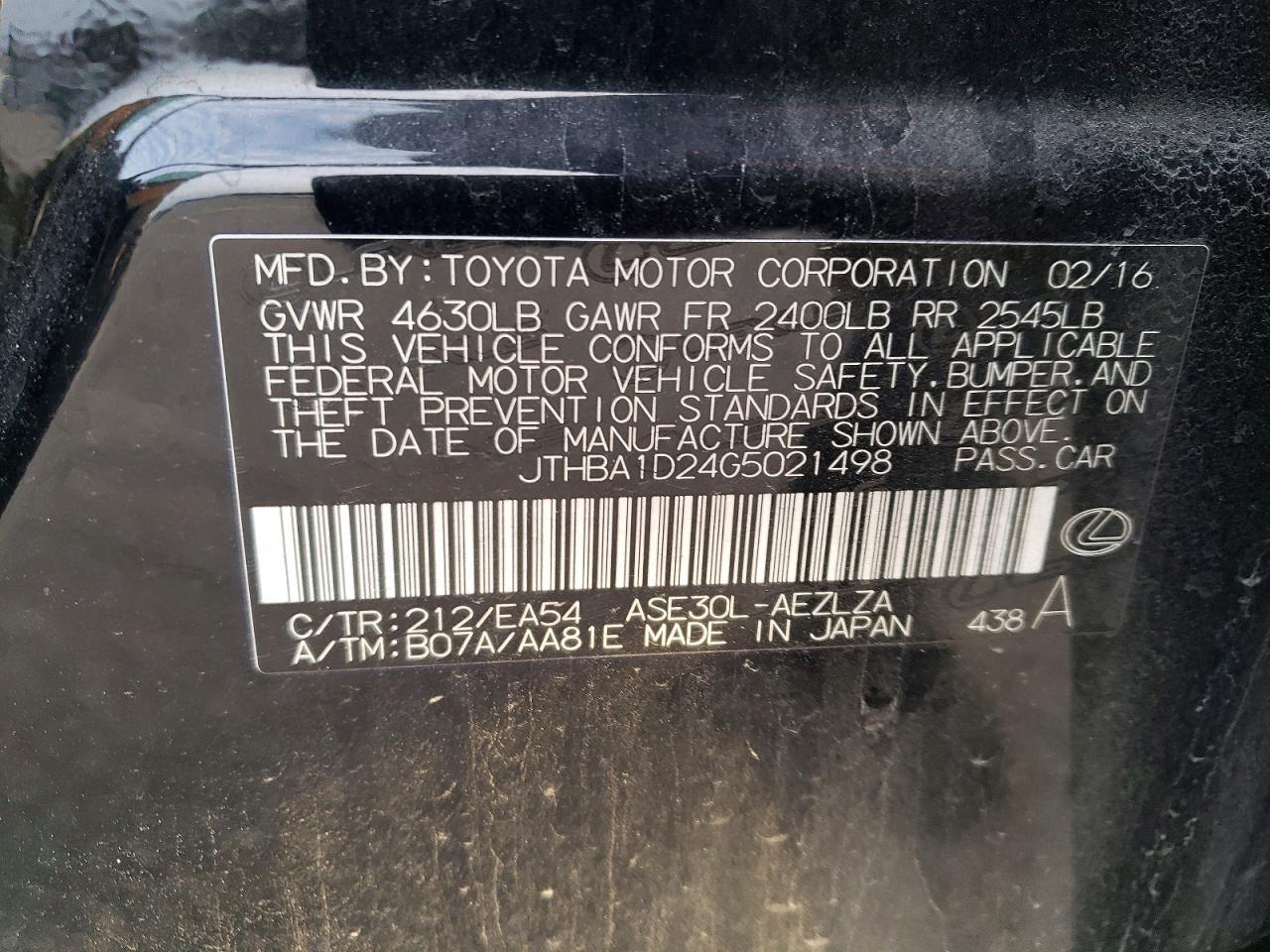 2016 Lexus Is 200t