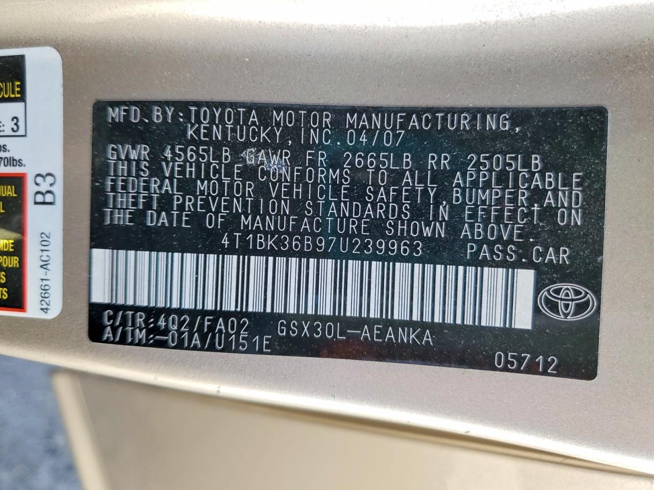 2007 Toyota Avalon xl