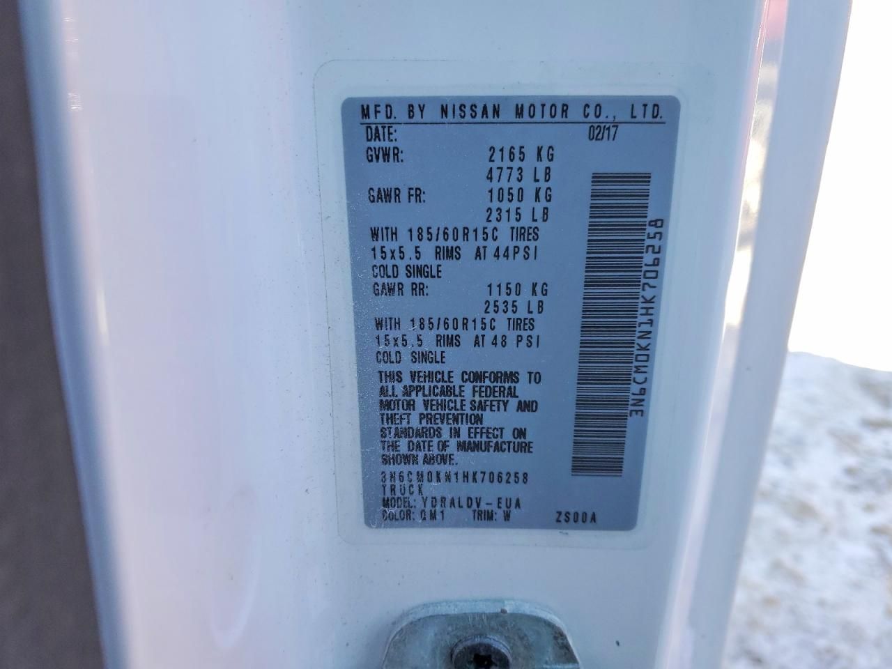 2017 Nissan NV200 2.5S