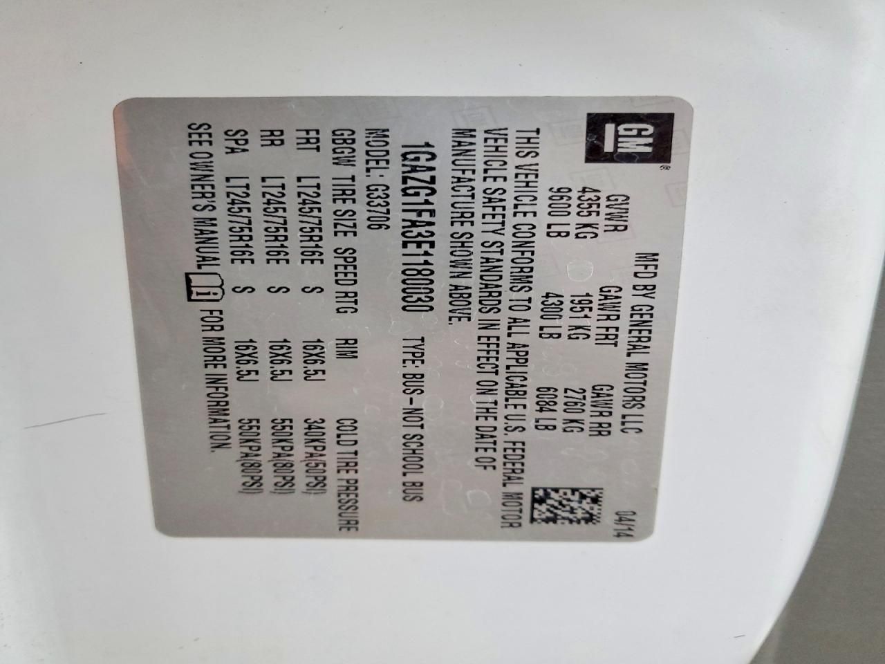 2014 Chevrolet Express G3500 LT