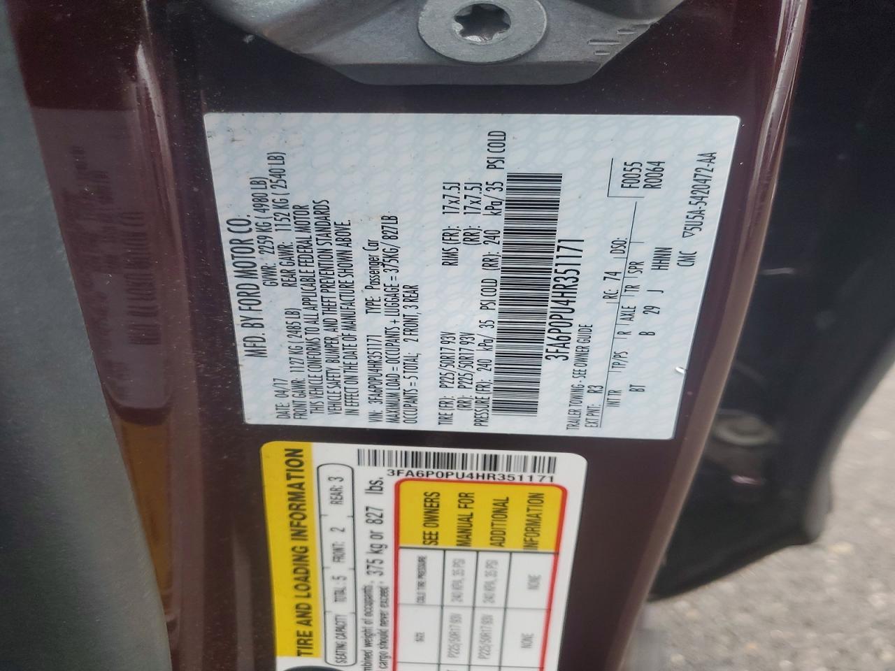 2017 Ford Fusion se Phev