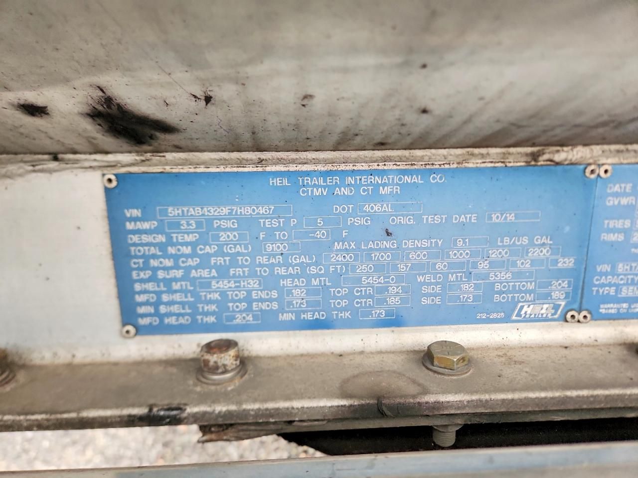 2015 Heil Tank Trailer