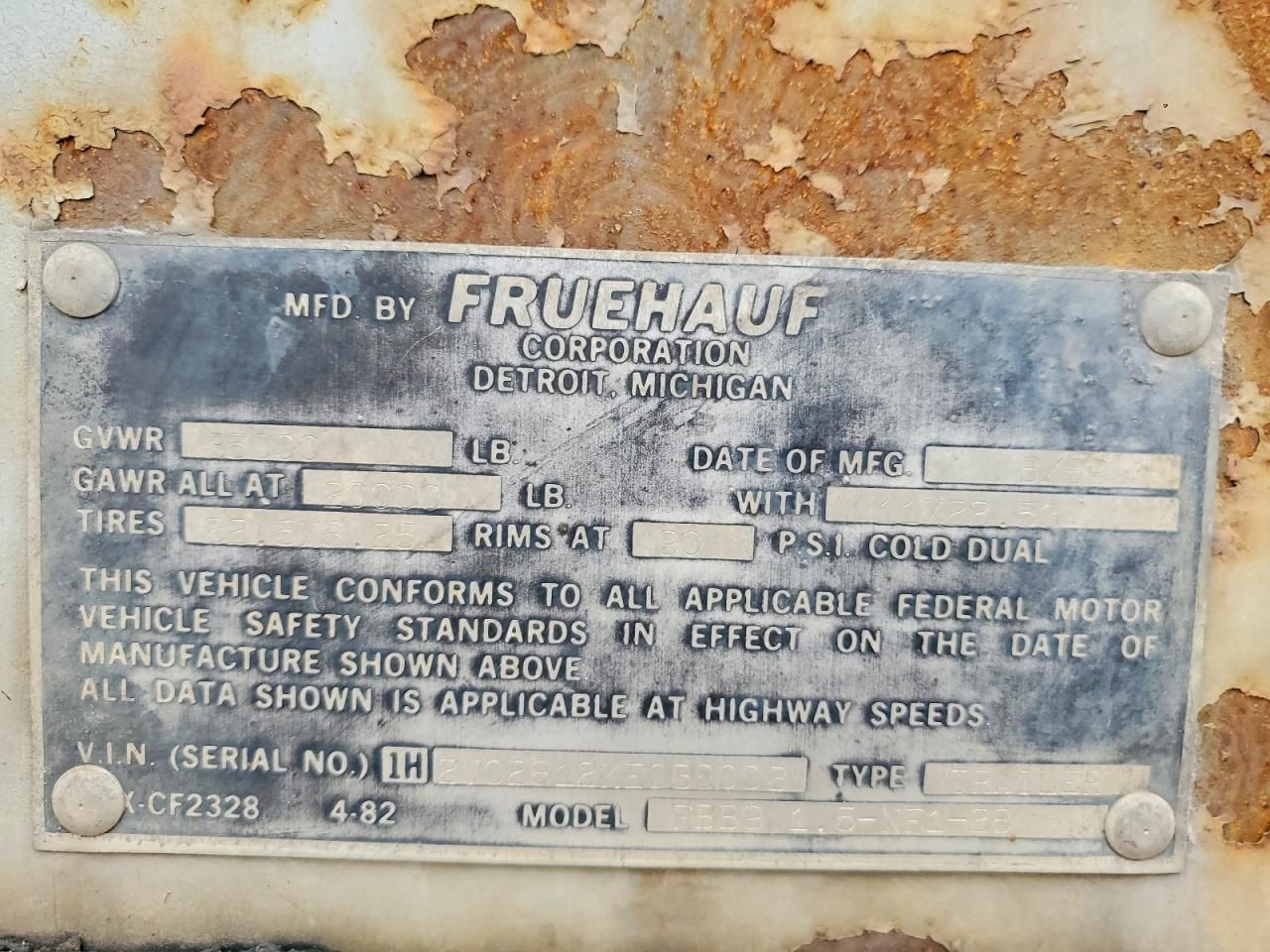 1989 Fruehauf FEB9 1.5-NF1-28 DRY Van Trailer