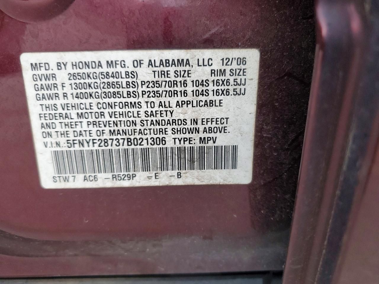 2007 Honda Pilot exl