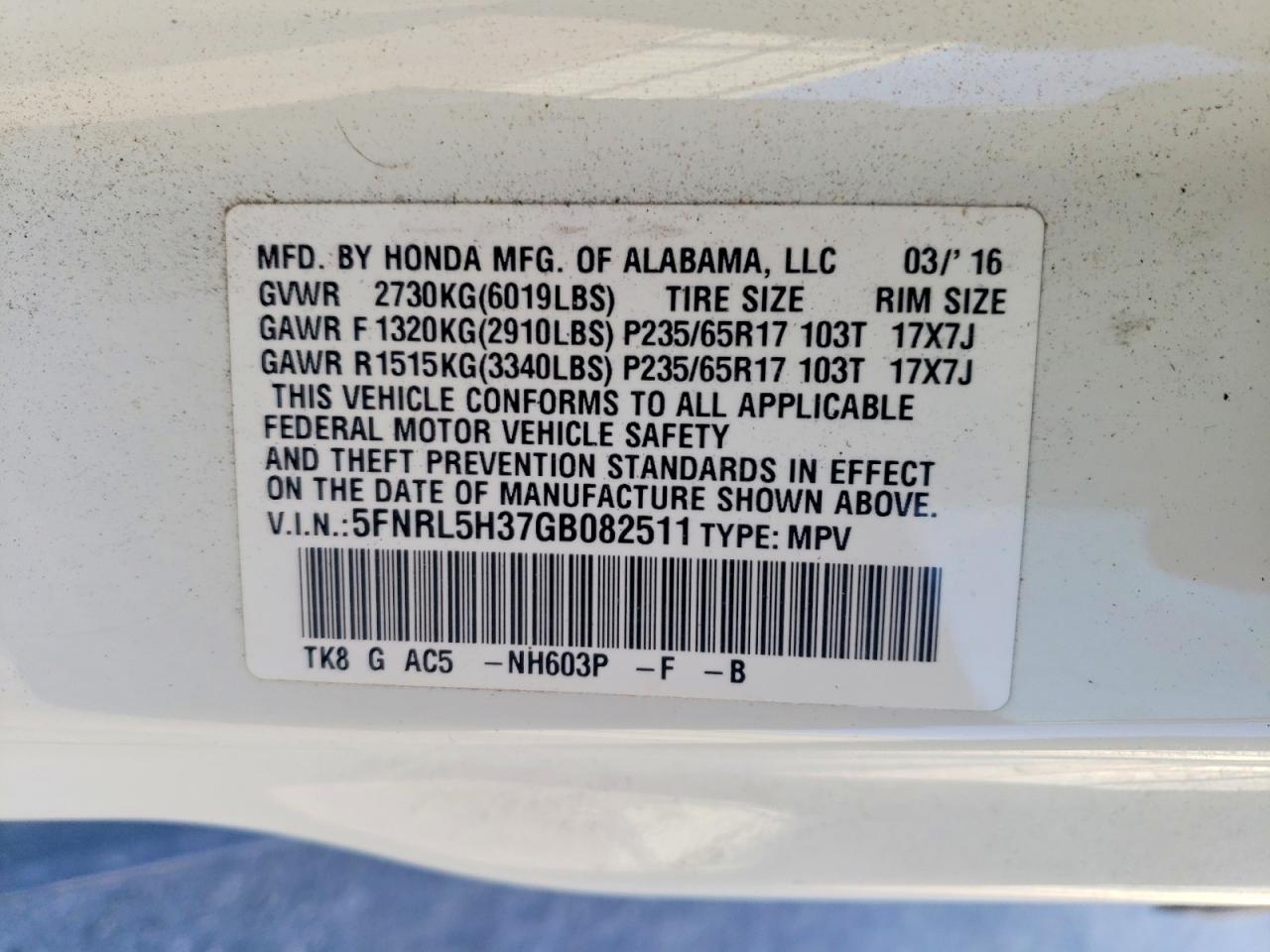 2016 Honda Odyssey se