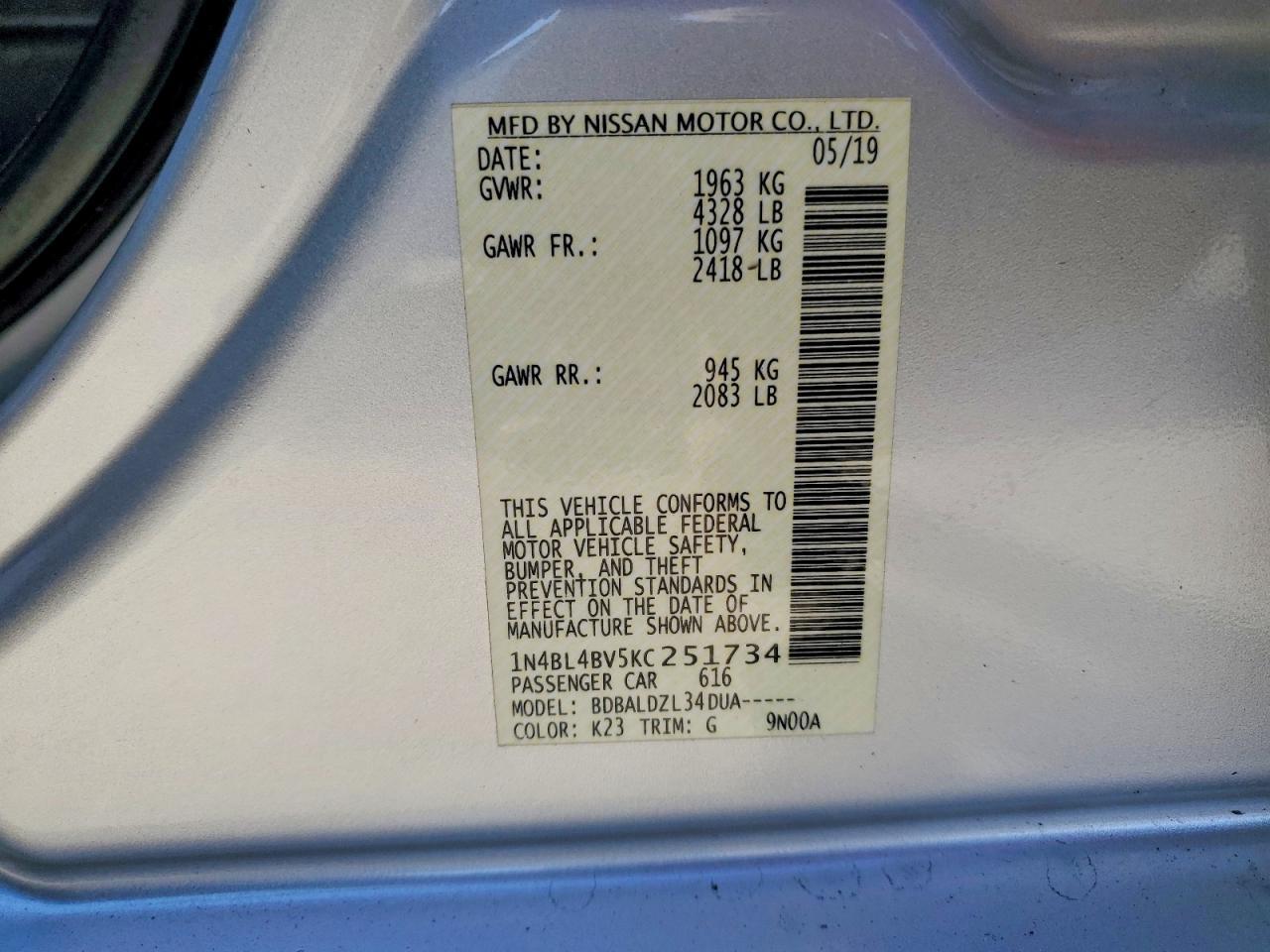 2019 Nissan Altima s