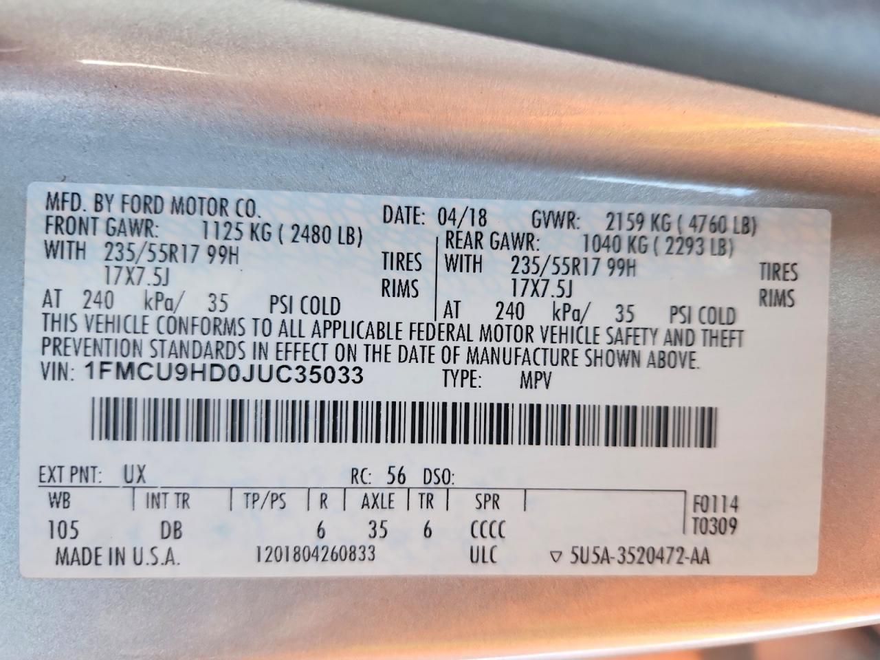 2018 Ford Escape sel