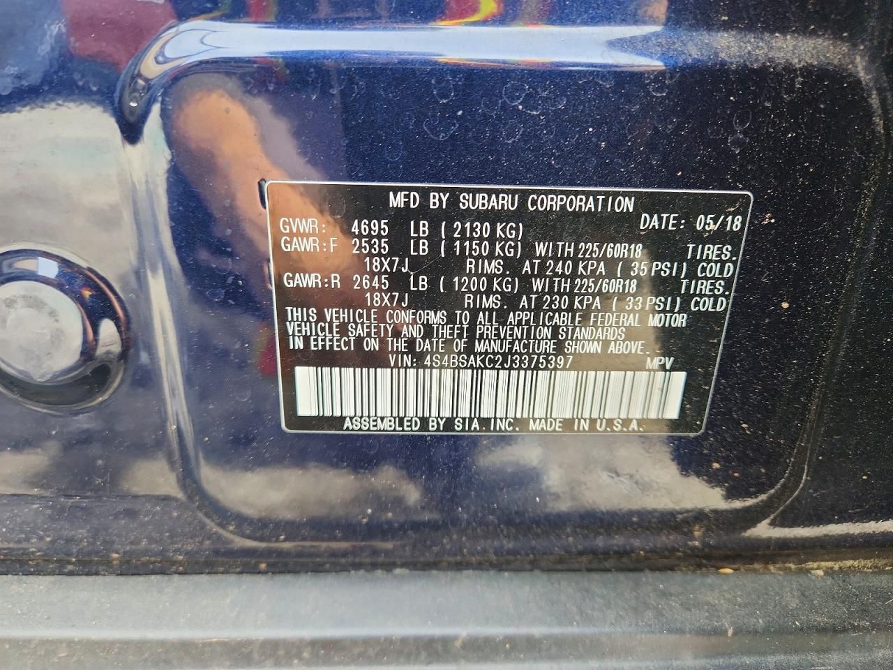 2018 Subaru Outback 2.5i Limited