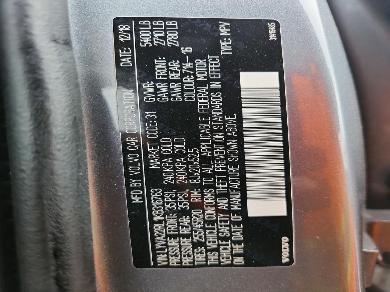 2019 Volvo Xc60 T6 Inscription