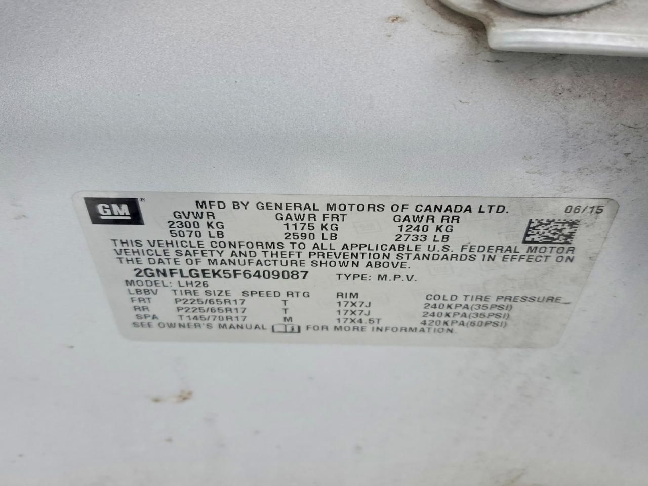 2015 Chevrolet Equinox lt