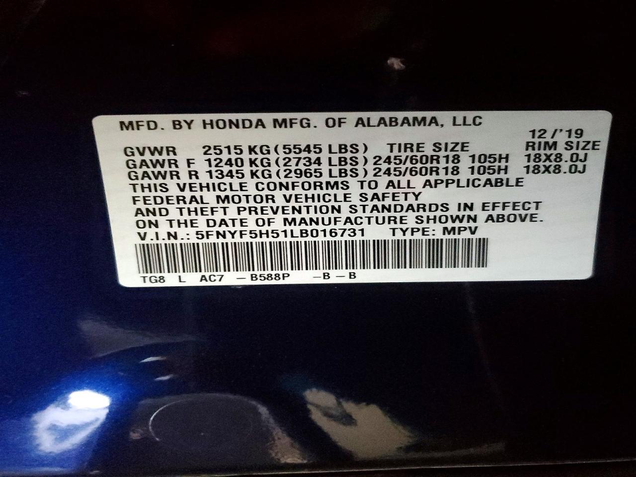 2020 Honda Pilot exl