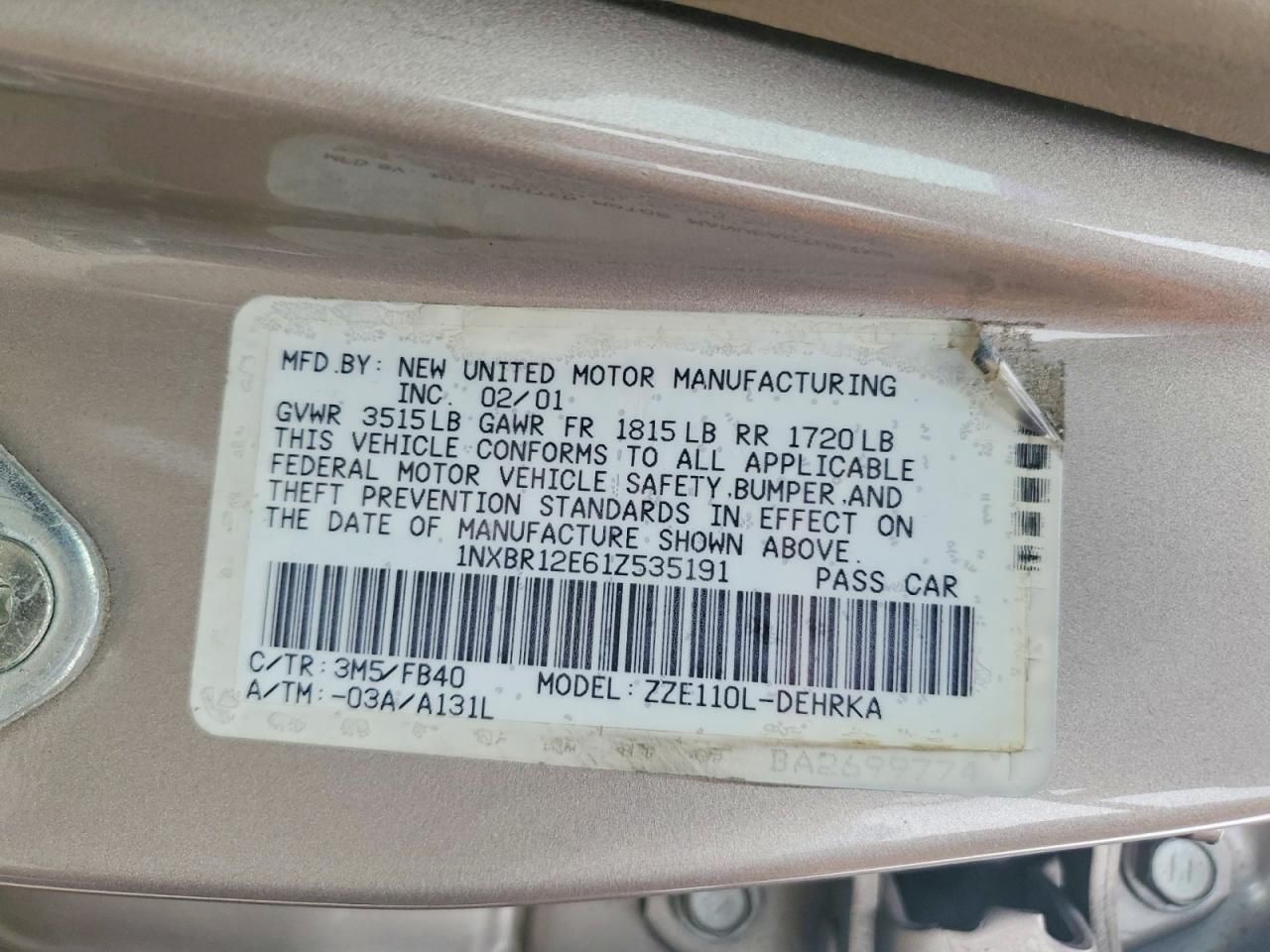 2001 Toyota Corolla ce